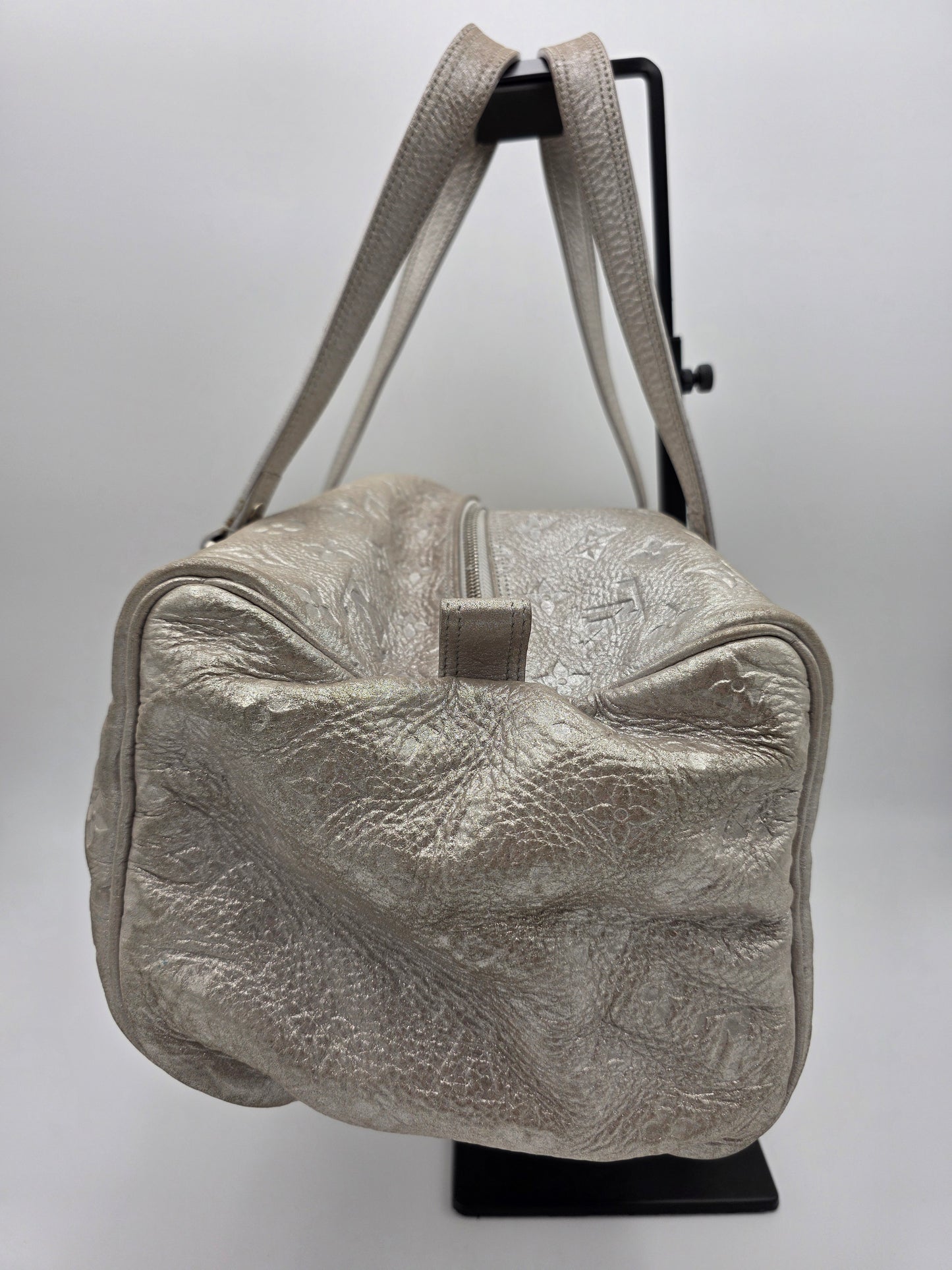Louis Vuitton Comète Bag In Silver Shimmer Monogram Embossed Calfskin Leather