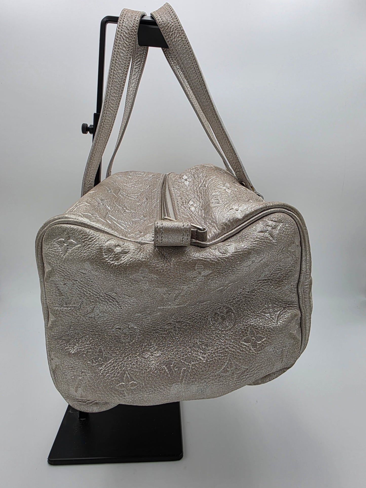 Louis Vuitton Comète Bag In Silver Shimmer Monogram Embossed Calfskin Leather