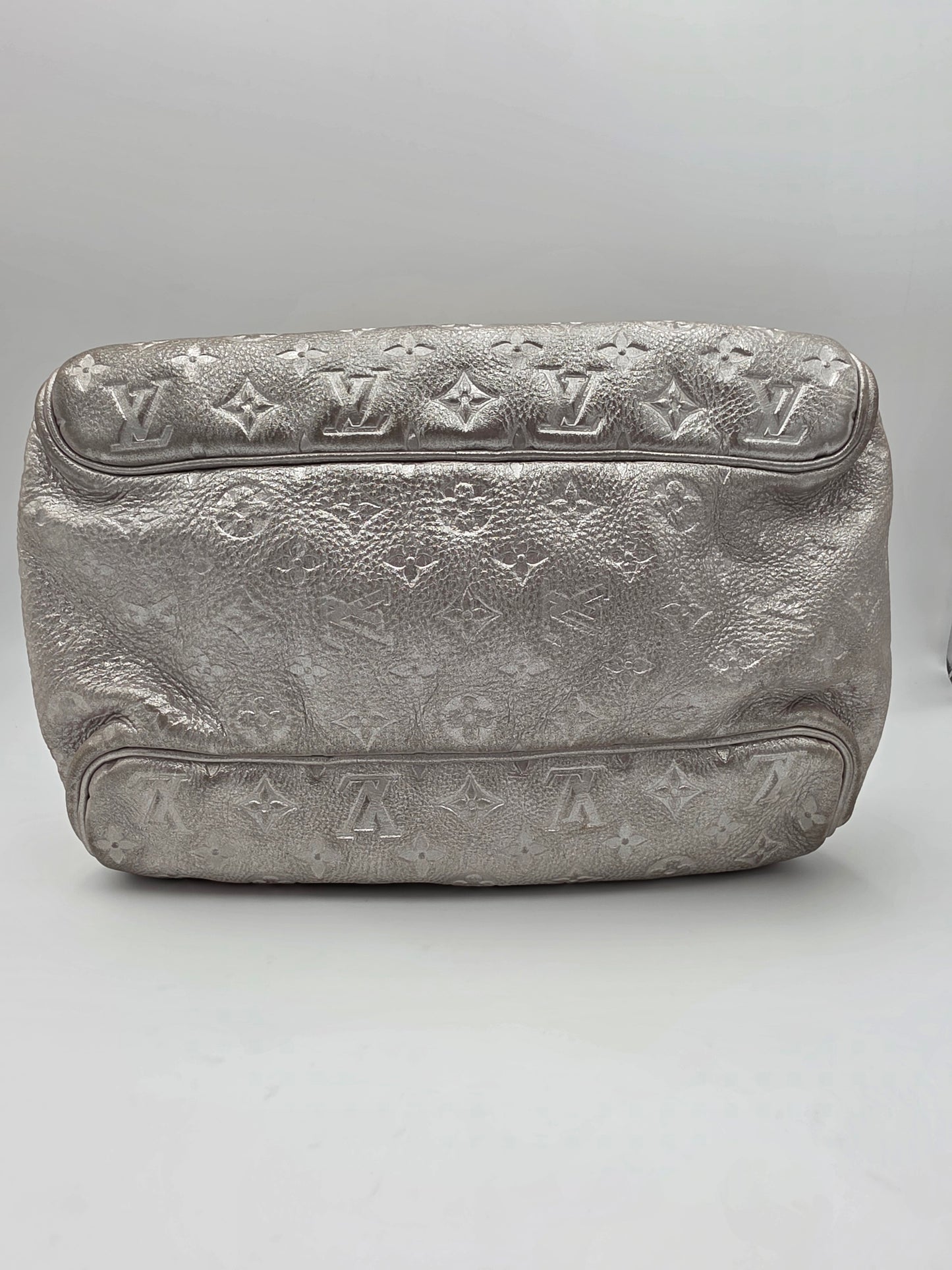 Louis Vuitton Comète Bag In Silver Shimmer Monogram Embossed Calfskin Leather