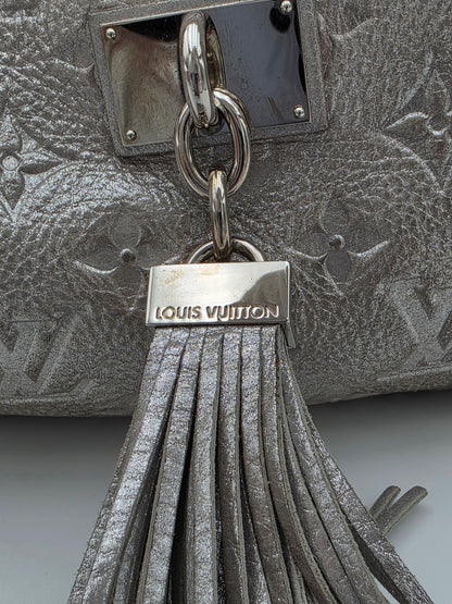 Louis Vuitton Comète Bag In Silver Shimmer Monogram Embossed Calfskin Leather