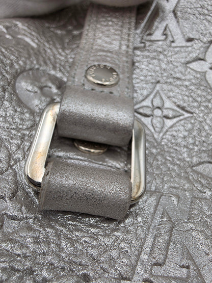 Louis Vuitton Comète Bag In Silver Shimmer Monogram Embossed Calfskin Leather