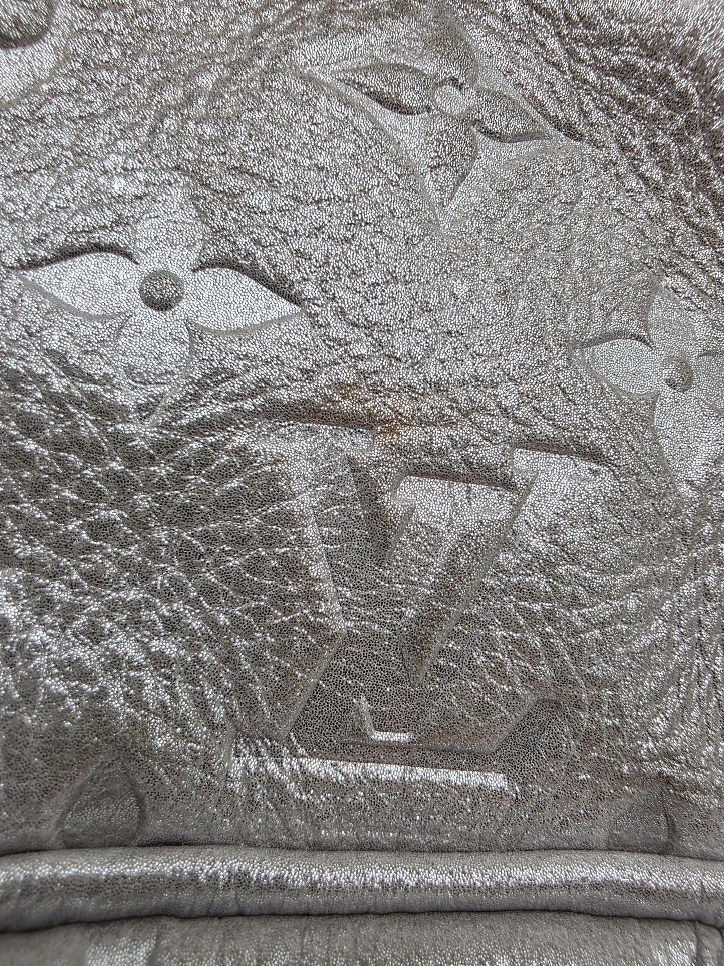 Louis Vuitton Comète Bag In Silver Shimmer Monogram Embossed Calfskin Leather