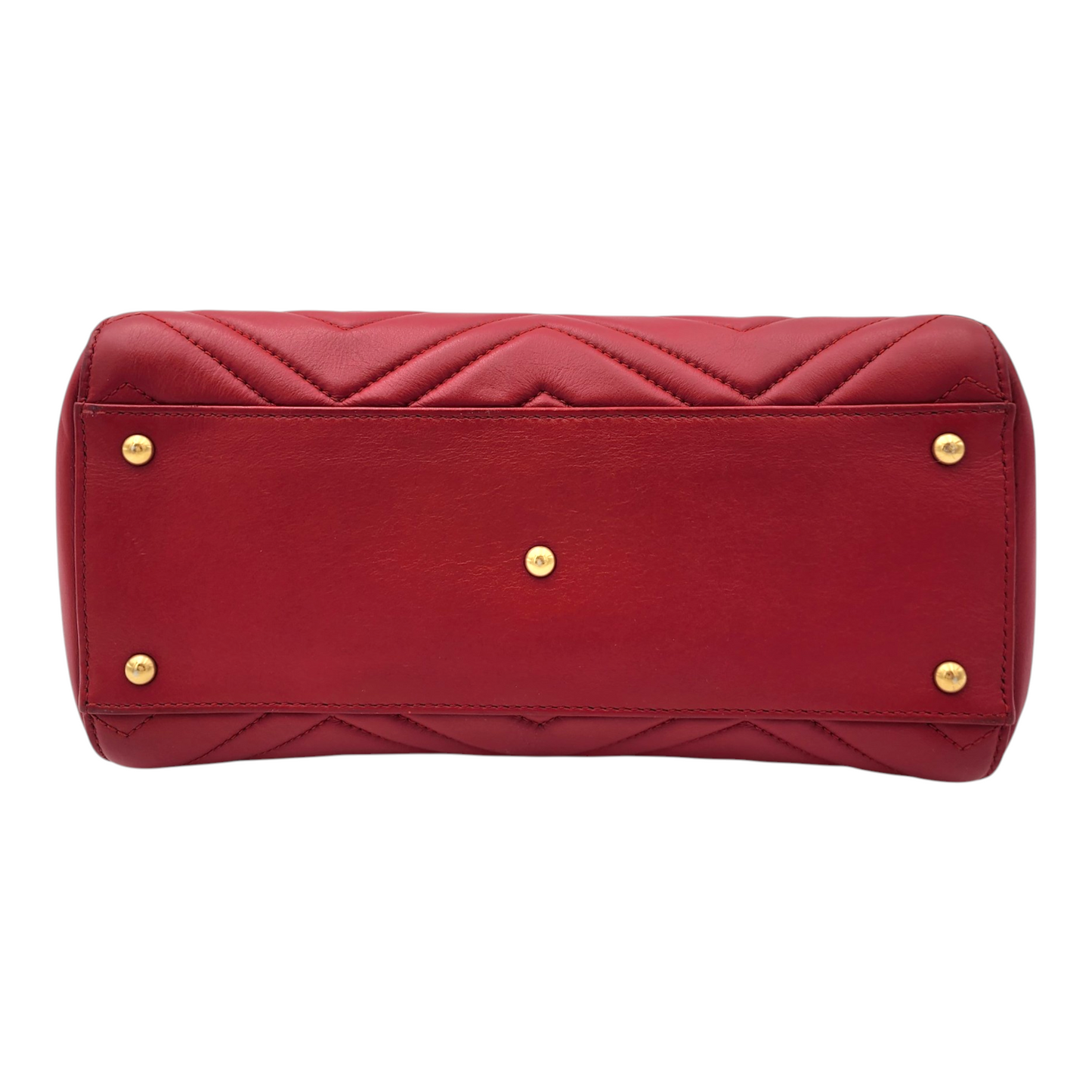 Gucci Calfskin Matelassé Small GG Marmont Tote Red GHW