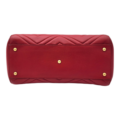 Gucci Calfskin Matelassé Small GG Marmont Tote Red GHW