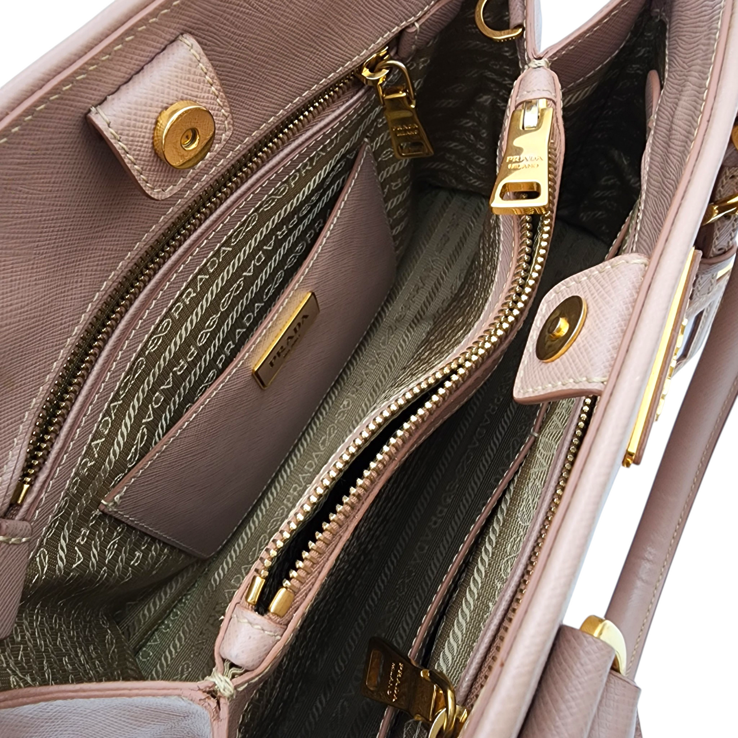 Prada Saffiano Lux Promenade Medium Bag Cammeo GHW