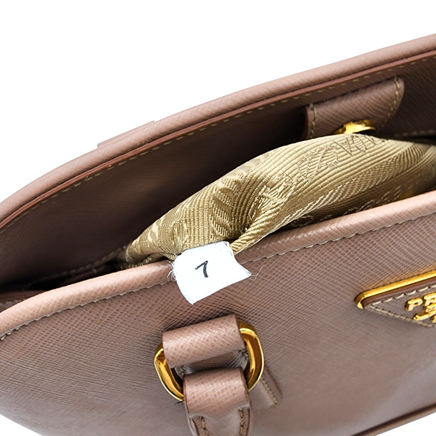 Prada Saffiano Lux Promenade Medium Bag Cammeo GHW