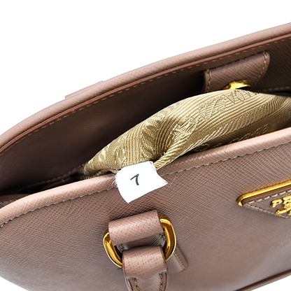 Prada Saffiano Lux Promenade Medium Bag Cammeo GHW