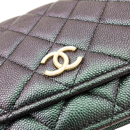 Chanel Iridescent Green Caviar Wallet on Chain WOC