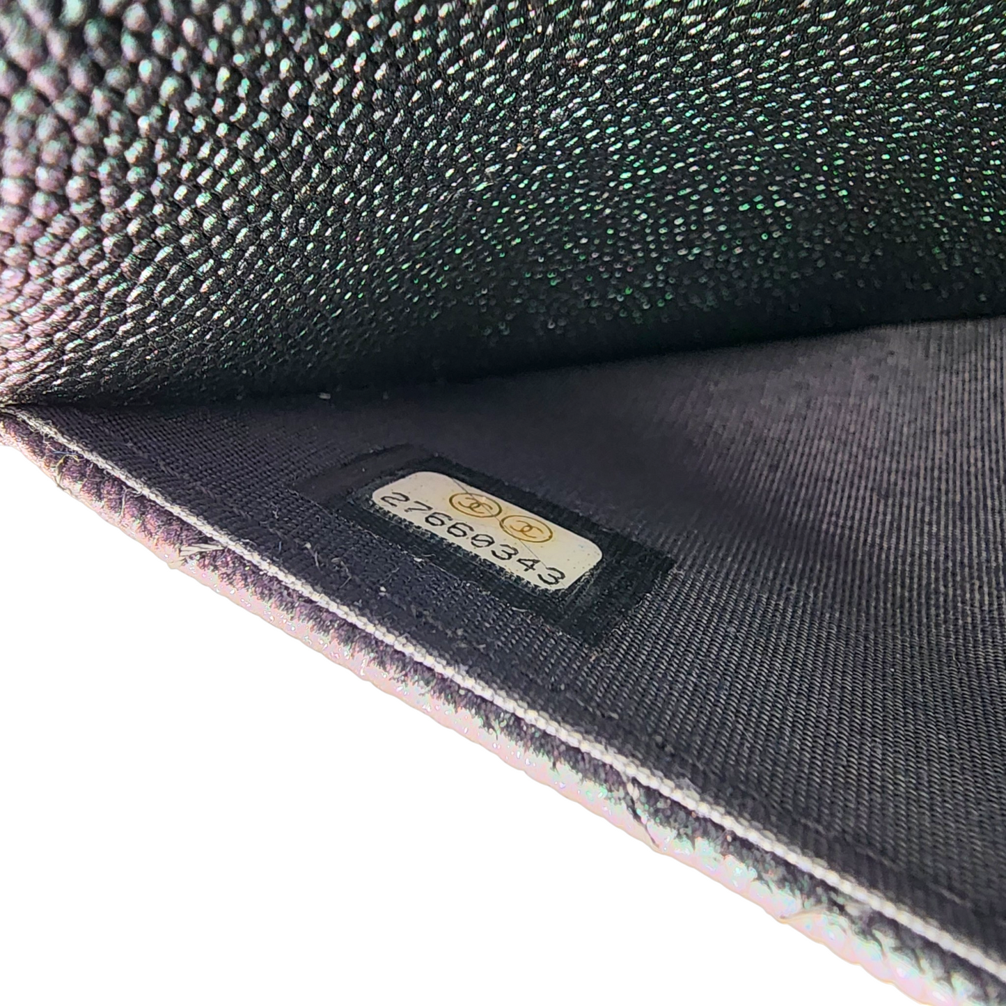 Chanel Iridescent Green Caviar Wallet on Chain WOC