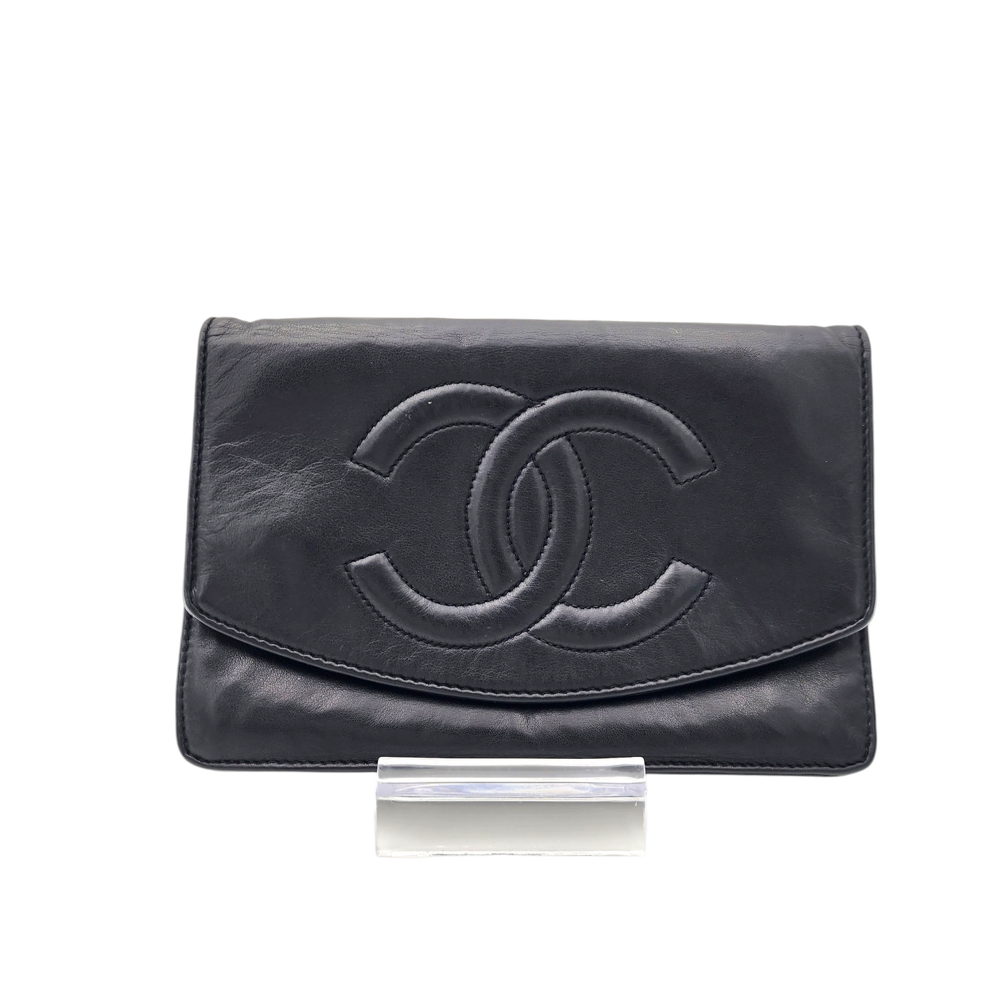 Chanel Vintage Series 3 WOC Leather Black Chain Link Shoulder Bag