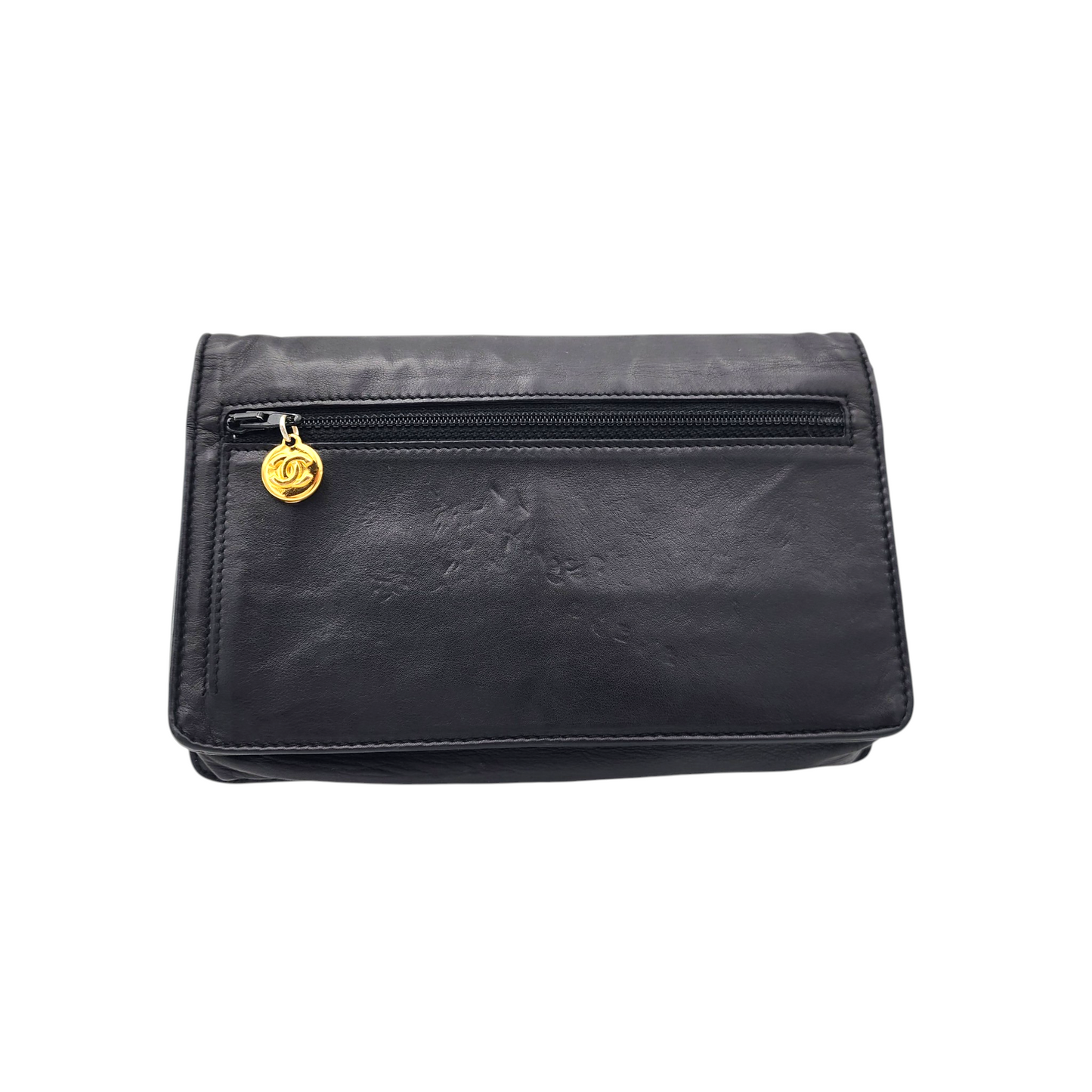 Chanel Vintage Series 3 WOC Leather Black Chain Link Shoulder Bag