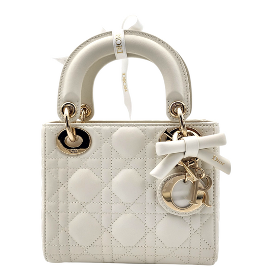 Christian Dior 2026 Mini Lady Dior Bag with Chain in Latte Cannage Lambskin