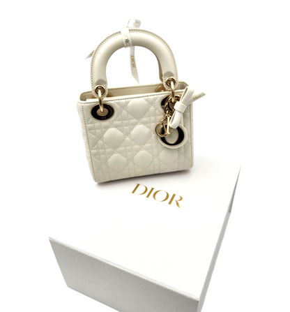 2026 Mini Lady Dior Bag with Chain in Latte Cannage Lambskin