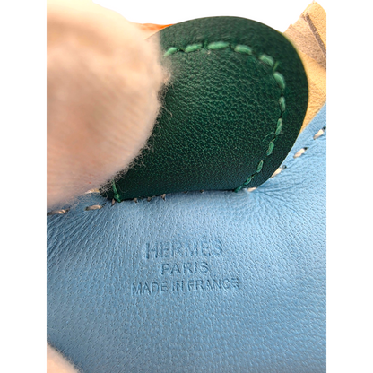 Hermès Milo Lambskin Grigri Rodeo Horse Bag Charm PM in Bleu Céleste, Malachite & Craie