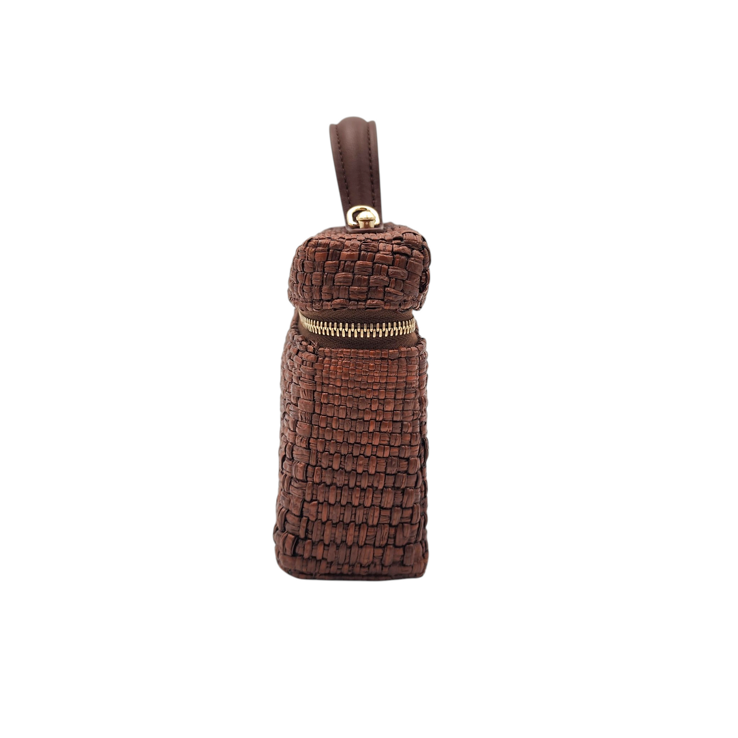 Chanel Braided Raffia S/S26 Quilted Top Handle Slim Vanity Case with Chain Brown Light GHW