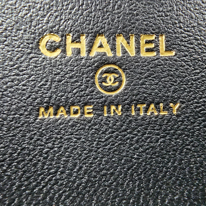 Chanel Suede Calfskin Quilted Top Handle Slim Vanity Case with Chain Grey Black GHW
