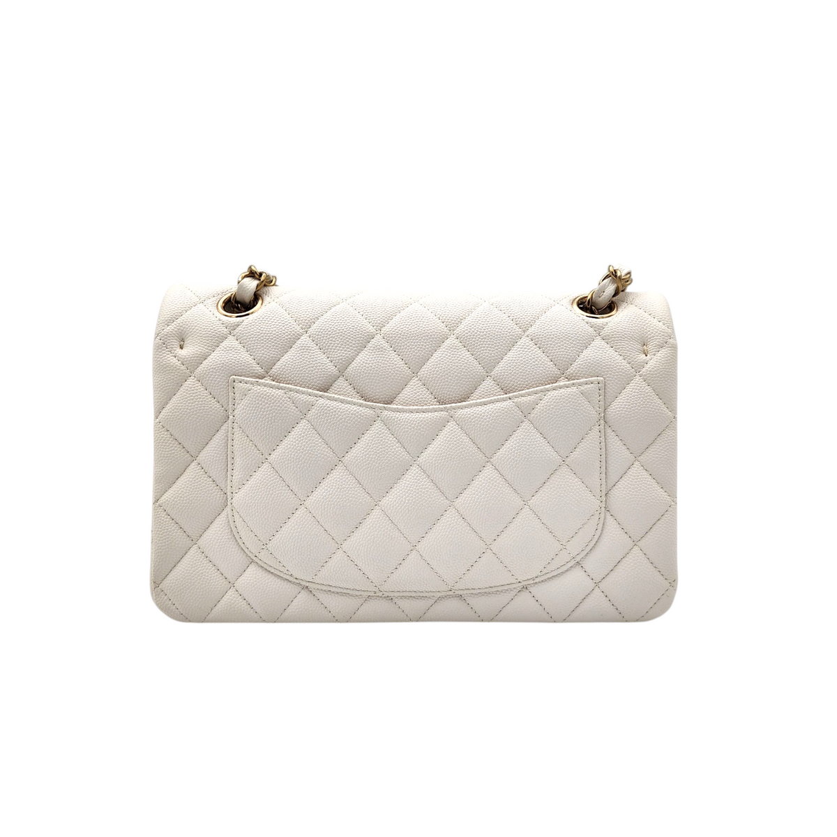 Chanel Caviar Quilted Medium Classic Double Flap Bag White GHW