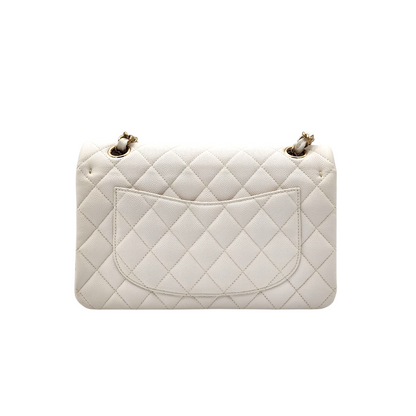 Chanel Caviar Quilted Medium Classic Double Flap Bag White GHW