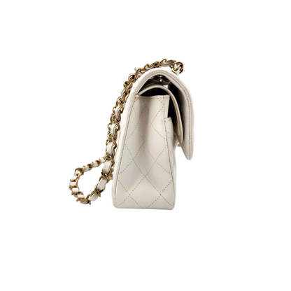 Chanel Caviar Quilted Medium Classic Double Flap Bag White GHW