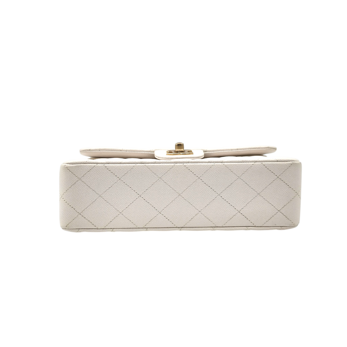 Chanel Caviar Quilted Medium Classic Double Flap Bag White GHW