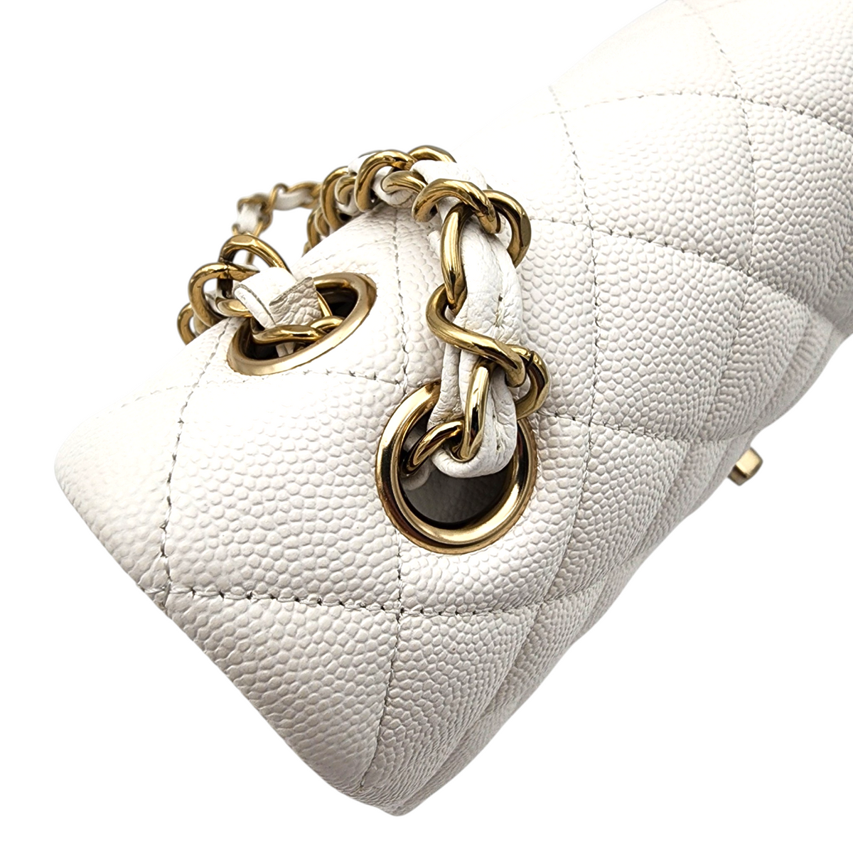 Chanel Caviar Quilted Medium Classic Double Flap Bag White GHW