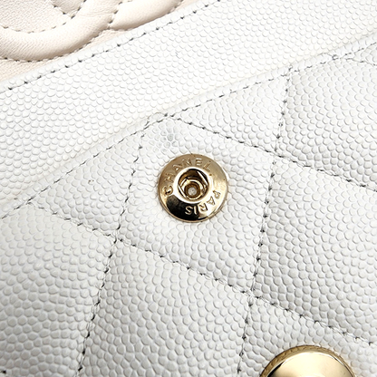 Chanel Caviar Quilted Medium Classic Double Flap Bag White GHW