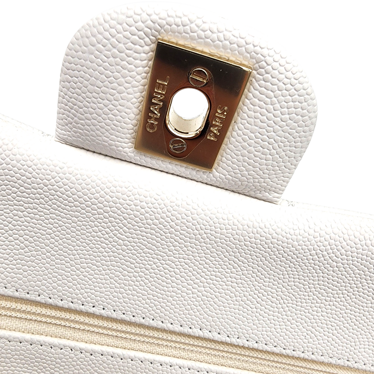 Chanel Caviar Quilted Medium Classic Double Flap Bag White GHW