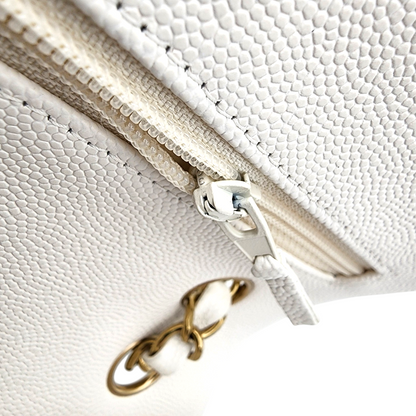 Chanel Caviar Quilted Medium Classic Double Flap Bag White GHW
