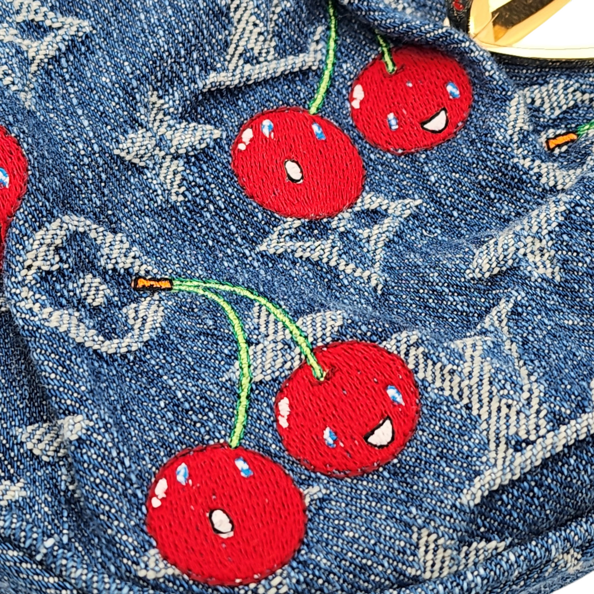 Louis Vuitton x Takashi Murakami Monogram Cherry Denim Sunset Shoulder Bag GHW