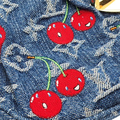 Louis Vuitton x Takashi Murakami Monogram Cherry Denim Sunset Shoulder Bag GHW