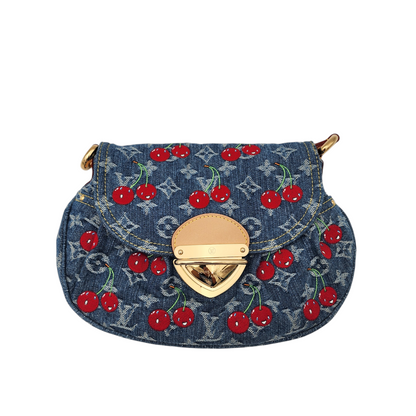 Louis Vuitton x Takashi Murakami Monogram Cherry Denim Sunset Shoulder Bag GHW