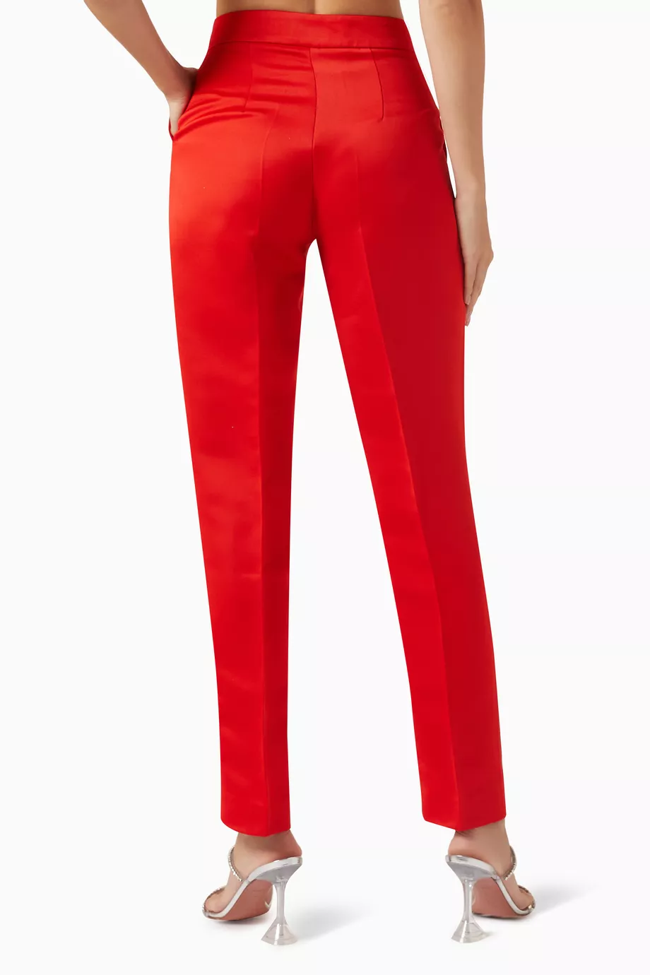 Rozie Corsets Mid-rise Cigarette Pants in Satin Red