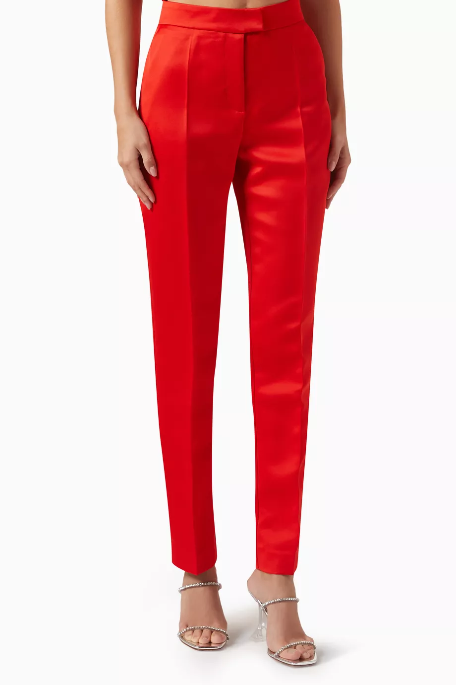 Rozie Corsets Mid-rise Cigarette Pants in Satin Red