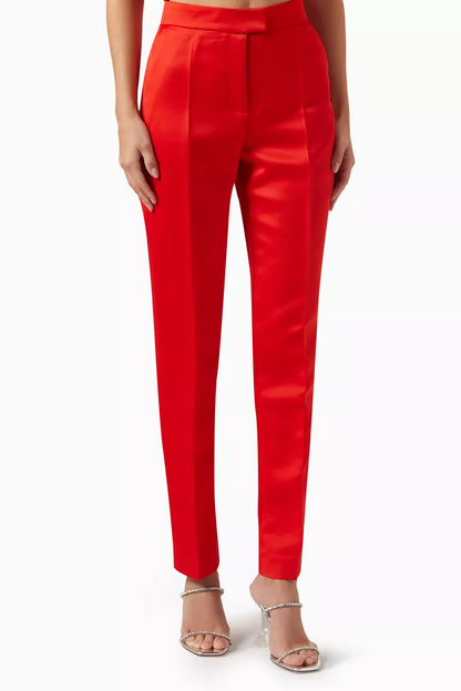 Rozie Corsets Mid-rise Cigarette Pants in Satin Red