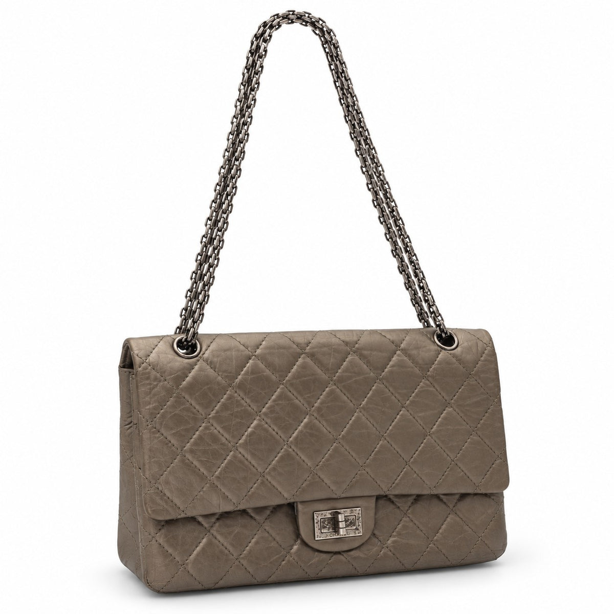 Chanel Metallic Quilted Leather 2.55 Reissue Flap Bag Silver SHW