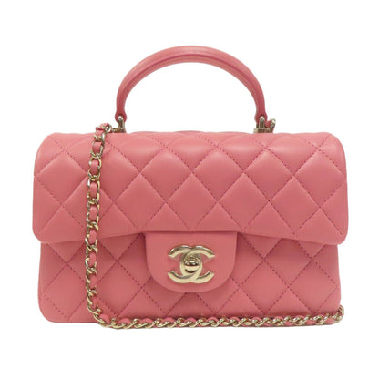 Chanel Rectangular Mini Top Handle Flap Bag Pink
