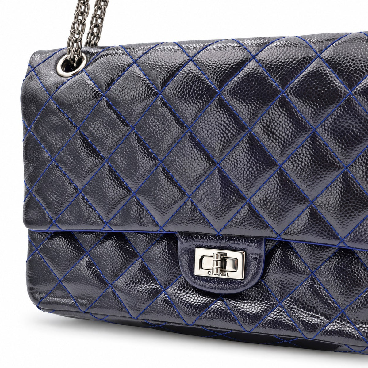 Chanel Aged Calfskin Large 2.55 Reissue 226 Flap Bag Navy Ruthenium