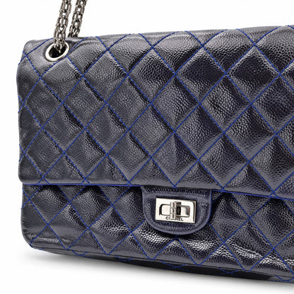 Chanel Aged Calfskin Large 2.55 Reissue 226 Flap Bag Navy Ruthenium