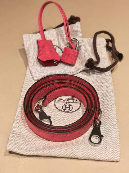 Hermès Kelly 25 Ostrich Leather, E5 Candy Pink, Silver Hardware, D Stamp