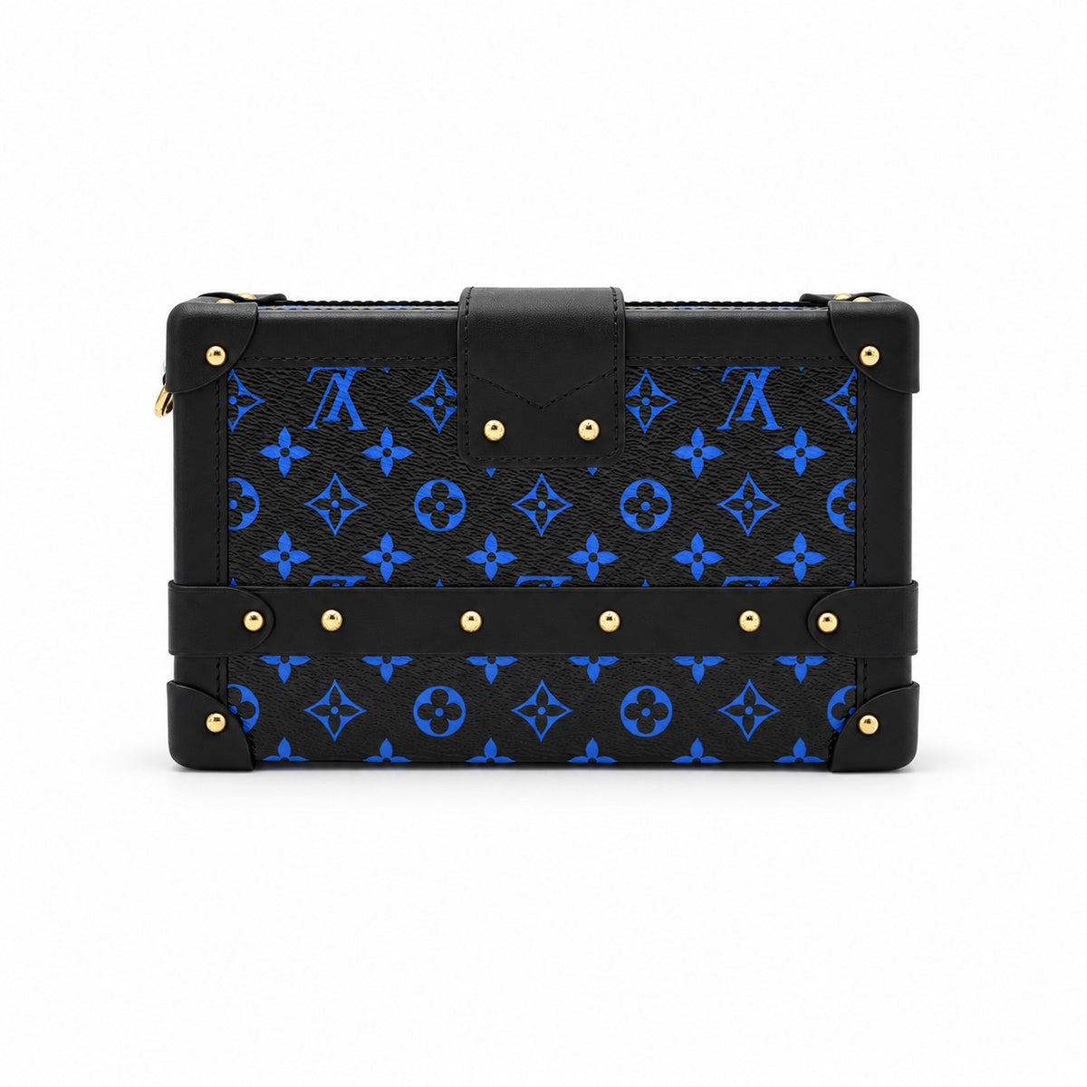 Louis Vuitton Monogram Canvas Petite Malle Bag Black Blue GHW