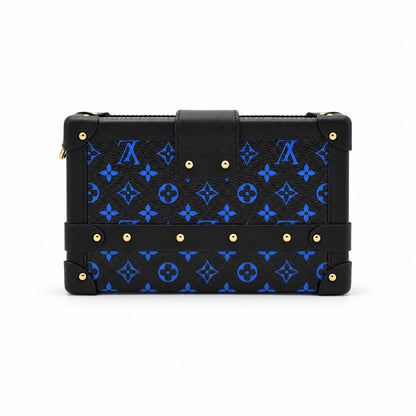 Louis Vuitton Monogram Canvas Petite Malle Bag Black Blue GHW