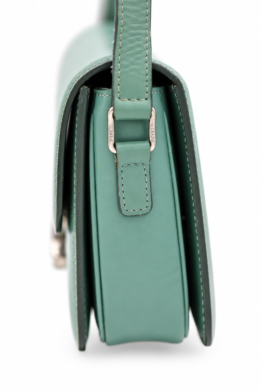 Celine Triomphe Leather Shoulder Bag Green SHW