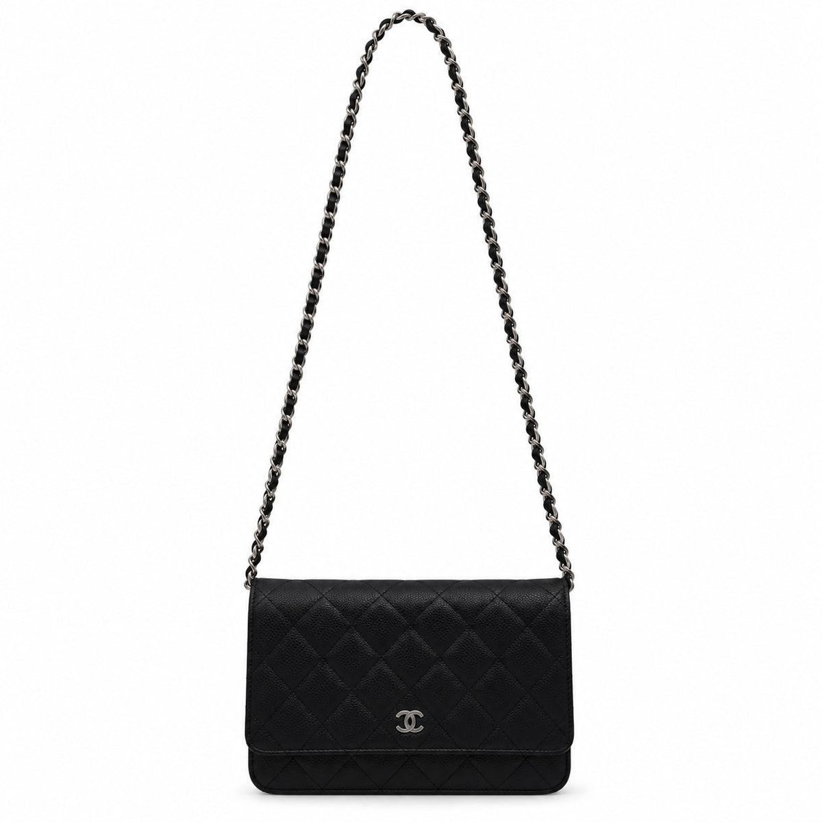 Chanel Quilted Caviar Leather Wallet on Chain Black SHW