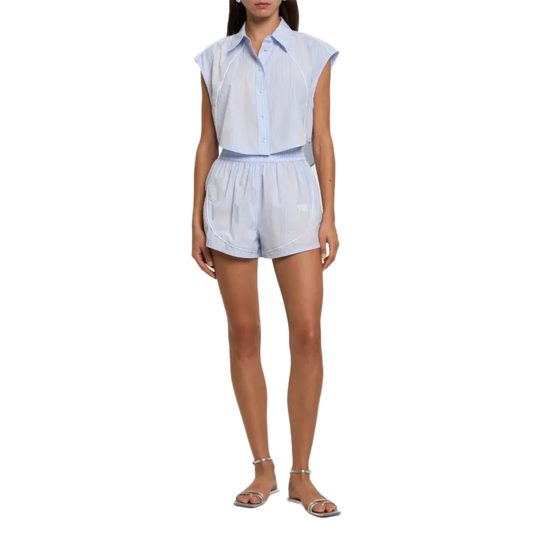 Alexander Wang Cotton Boxer Shorts in Stripe Print