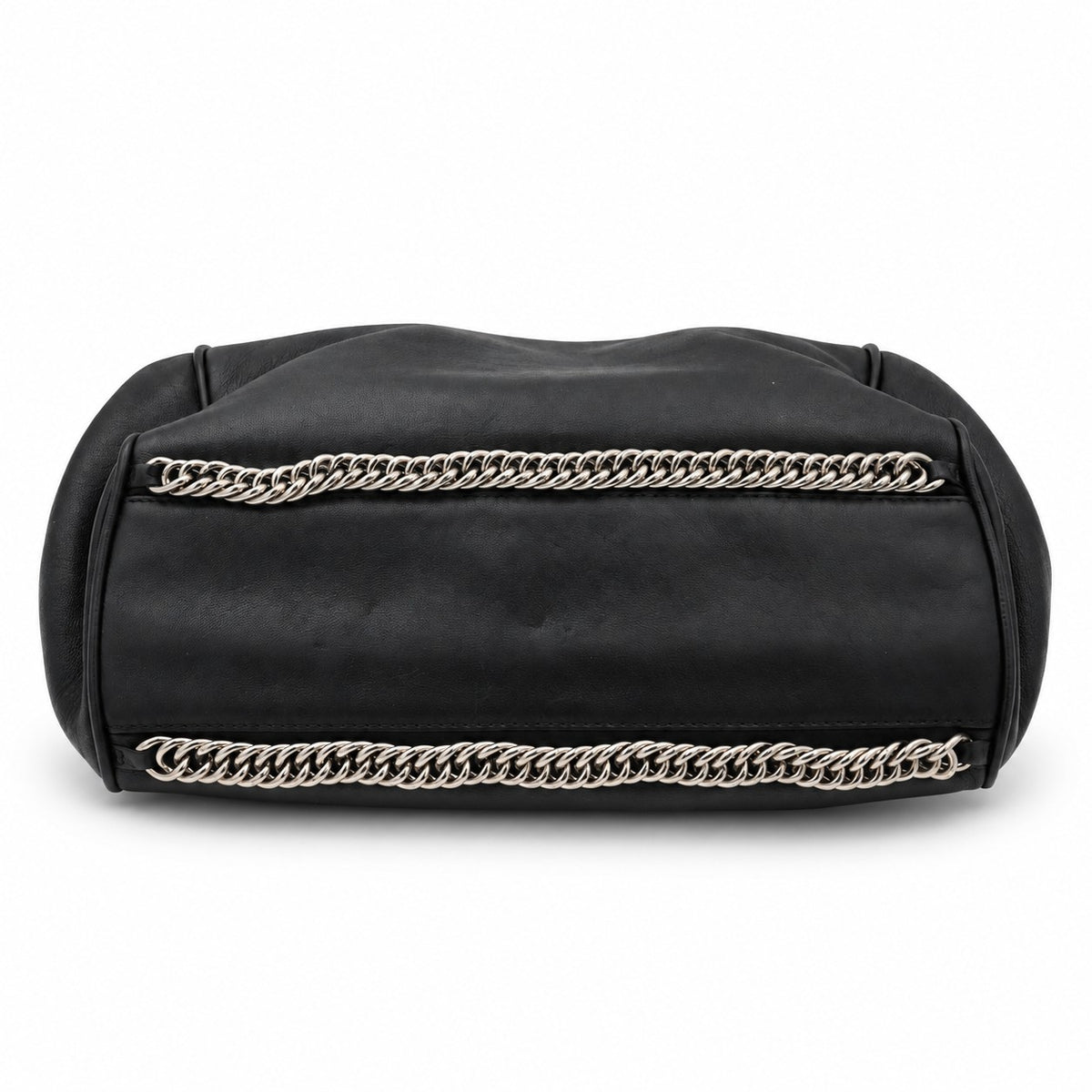 Chanel Quilted Leather Chain Tote Bag Black SHW