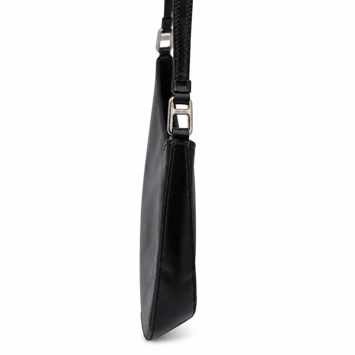 Prada Cleo Brushed Leather Shoulder Bag Black