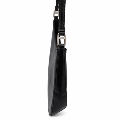 Prada Cleo Brushed Leather Shoulder Bag Black