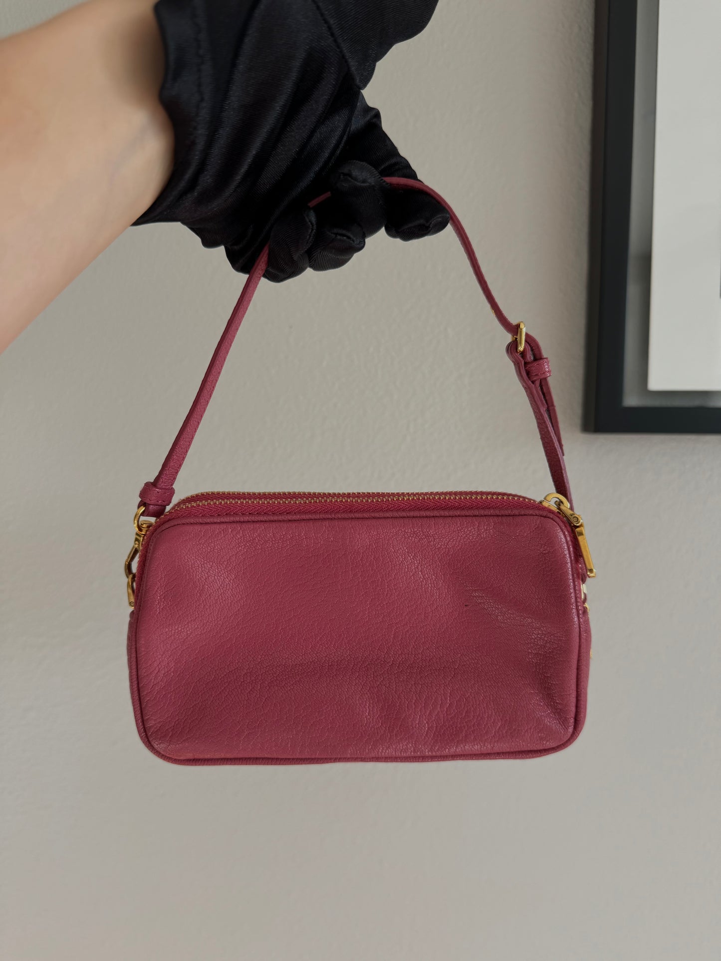 Miu Miu Red Madras Leather Bandoliera Pochette Bag