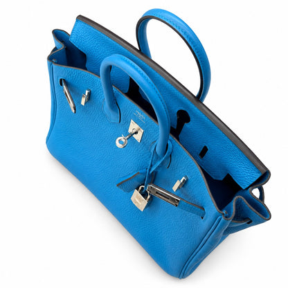Hermès 25 Birkin Zanzibar Blue Palladium Hardware stamp Y