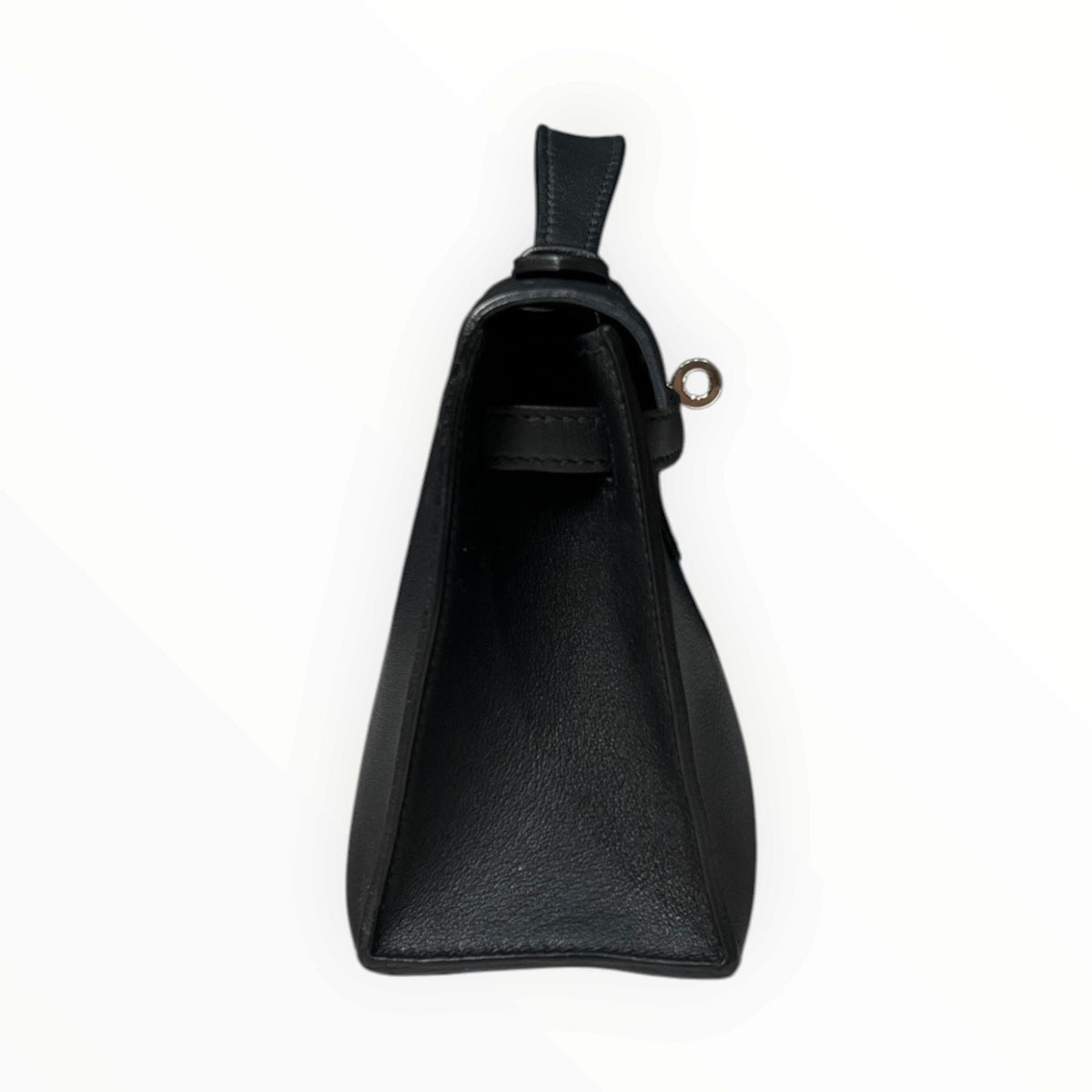 Hermès Mini Kelly I Black Leather, Silver Hardware, D Stamp